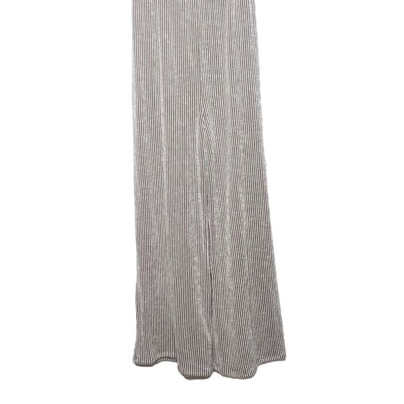 CAUTION TO THE WIND Striped Wide Leg Belted Jumpsuit Ankle Length Beige Size M - Picture 4 of 8